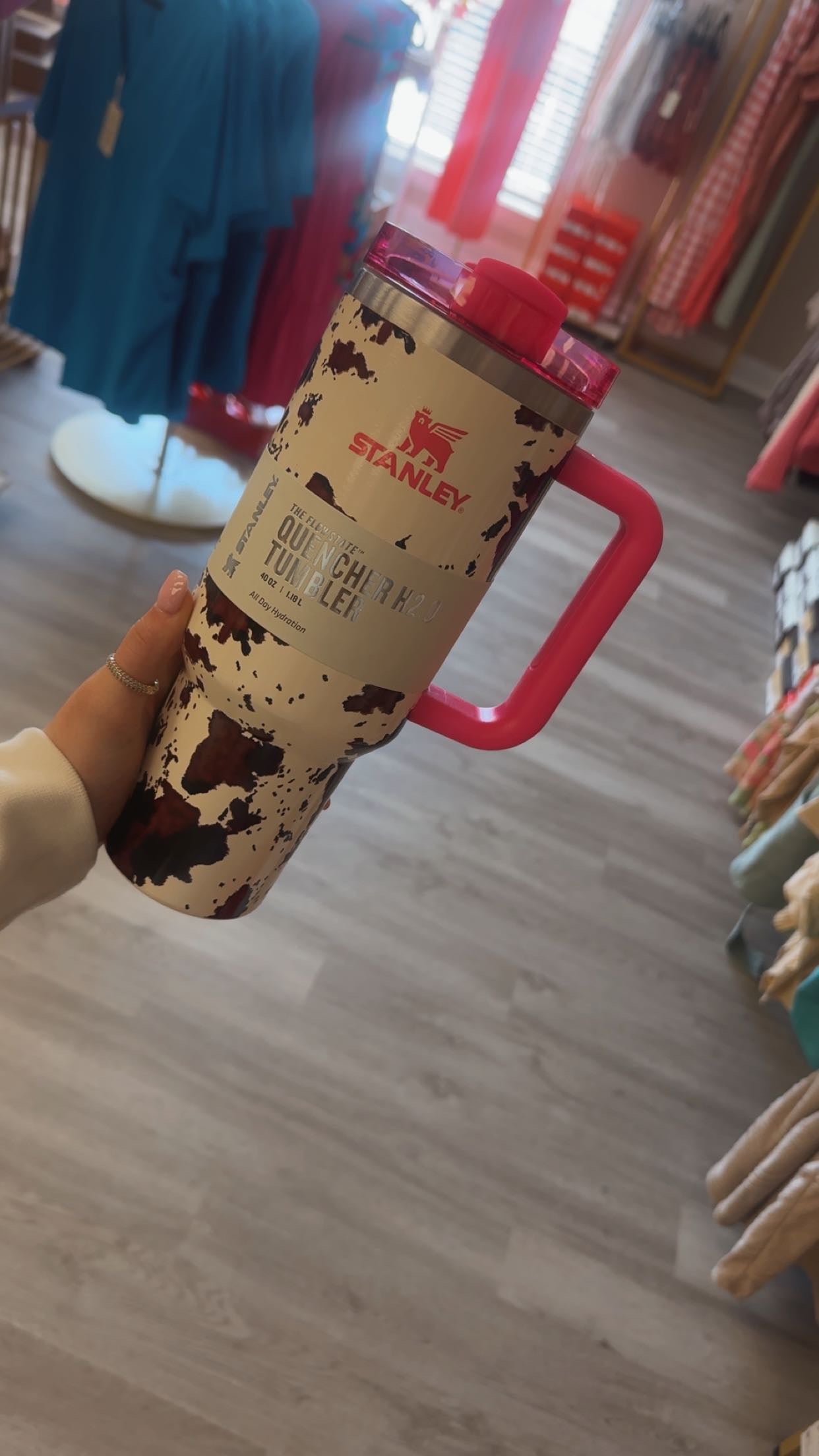 STANLEY COW PRINT HOT PINK