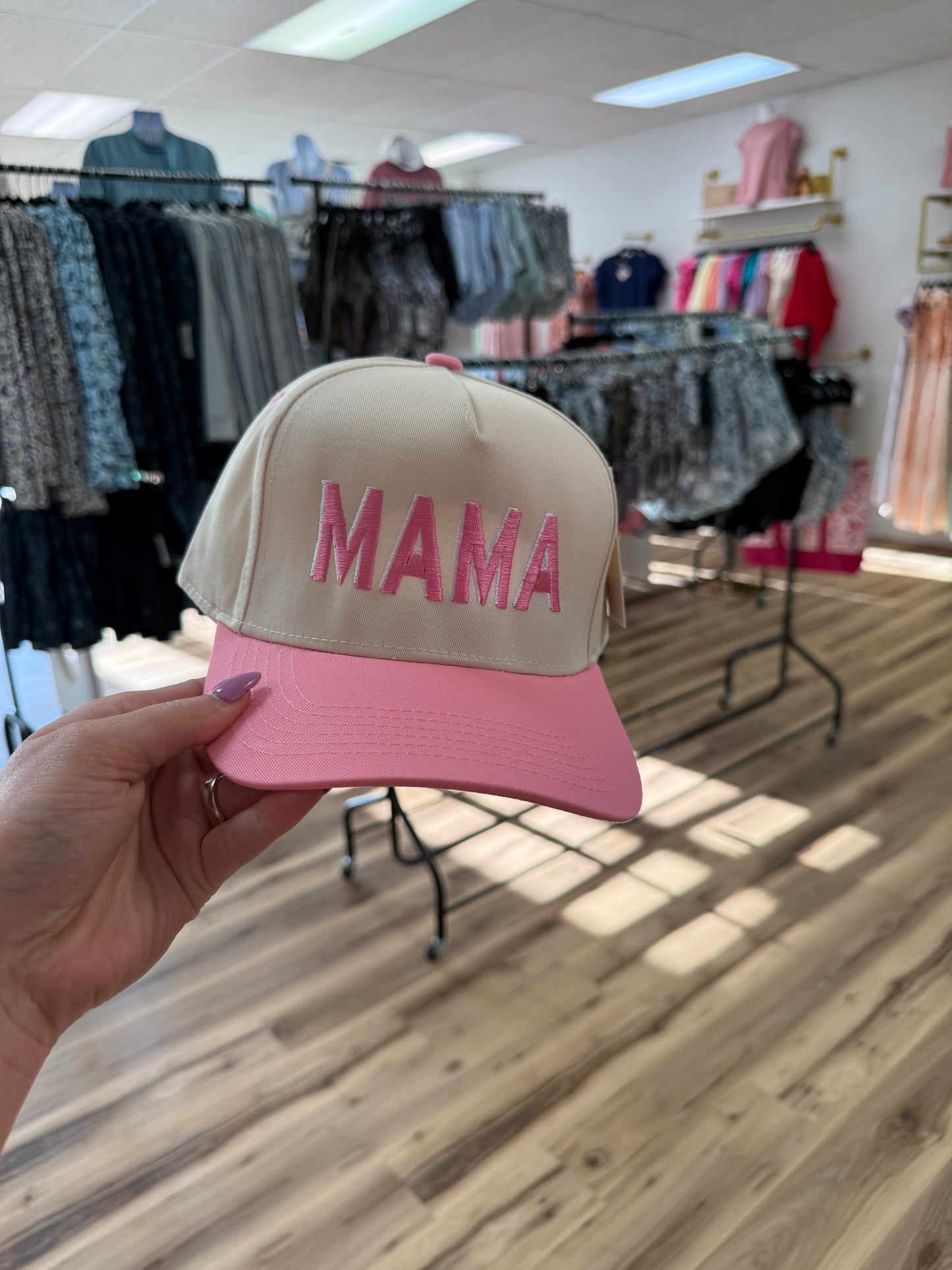 MAMA PINK/TAN TRUCKER HAT