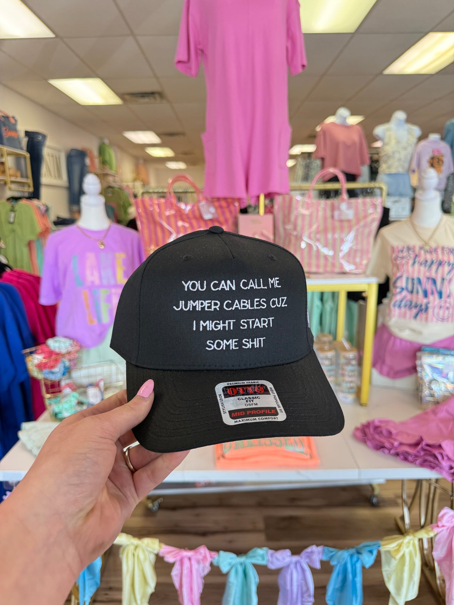 CALL ME JUMPER CABLES TRUCKER HAT BLACK