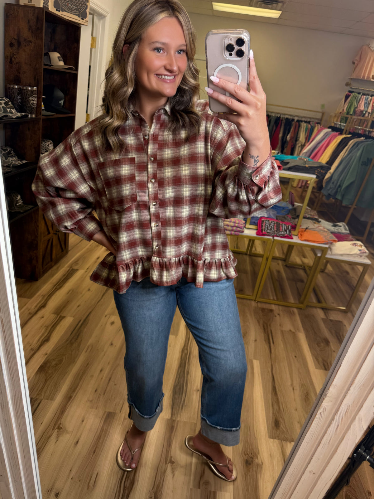 HARVEST HONEY BUTTON DOWN TOP