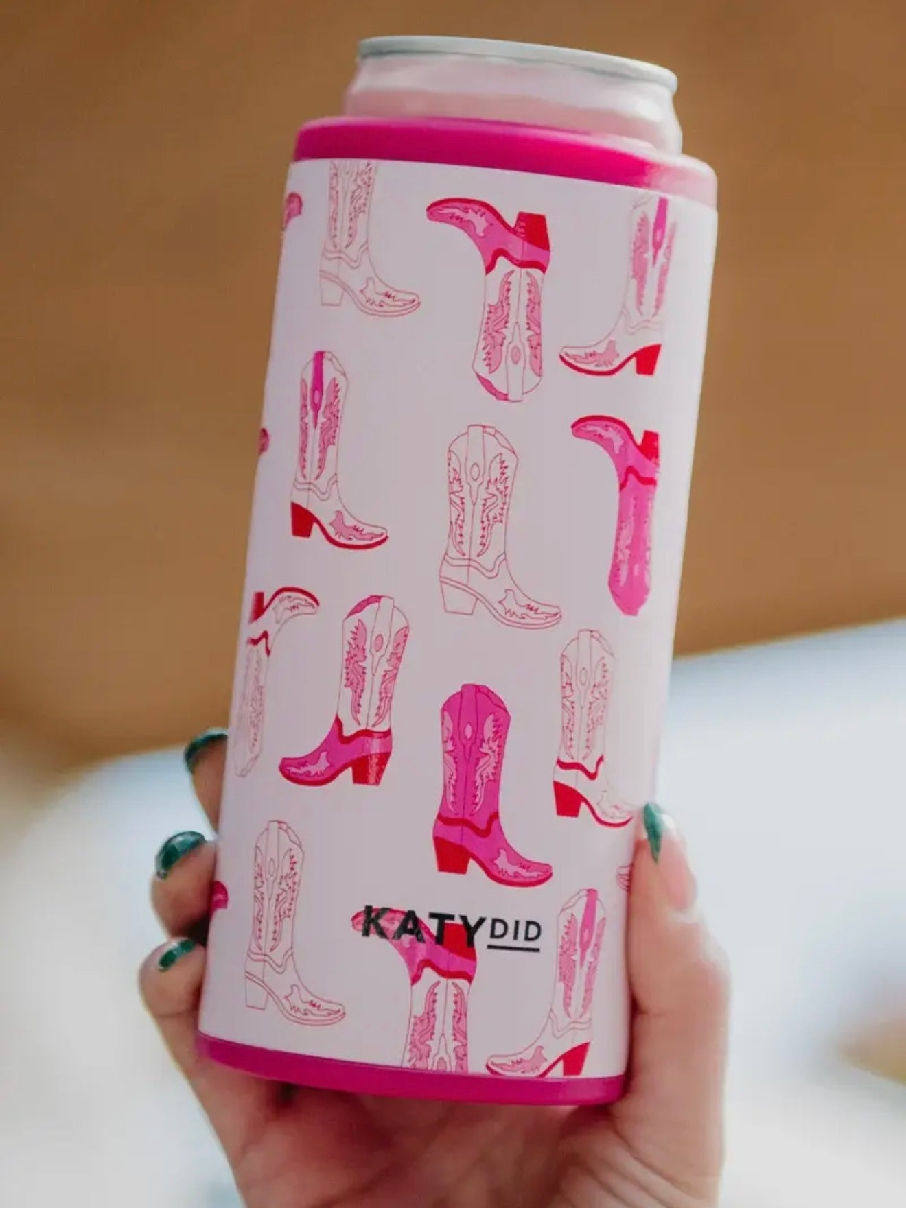 LIGHT PINK WESTERN BOOTS CAN COOLER