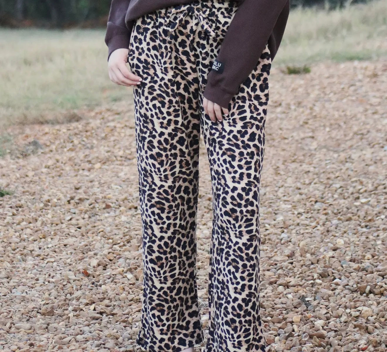 LULU MAC WAFFLE PANTS LEOPARD