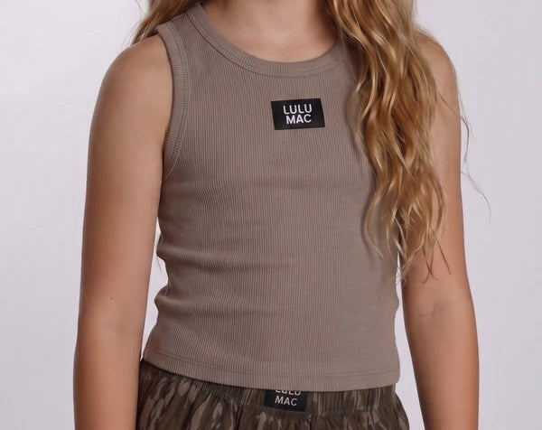 YOUTH LULUMAC DK TAUPE TANK TOP