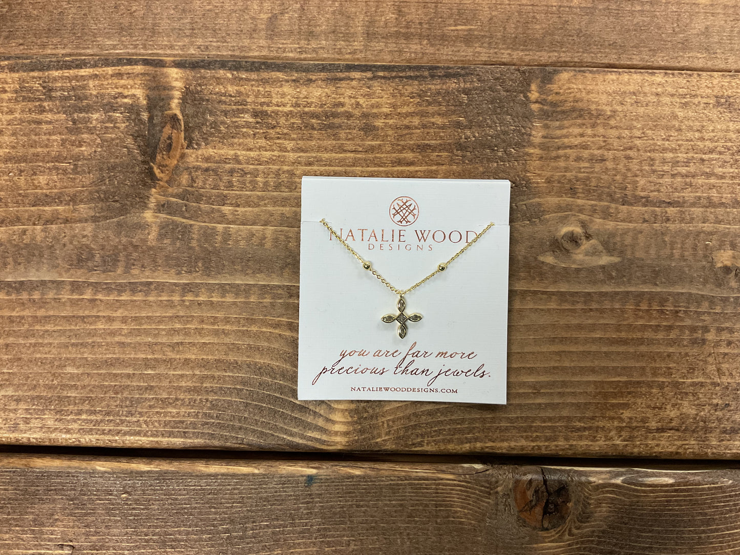 RADIANT CROSS DROP NECKLACE n CRYSTAL CLEAR GOLD