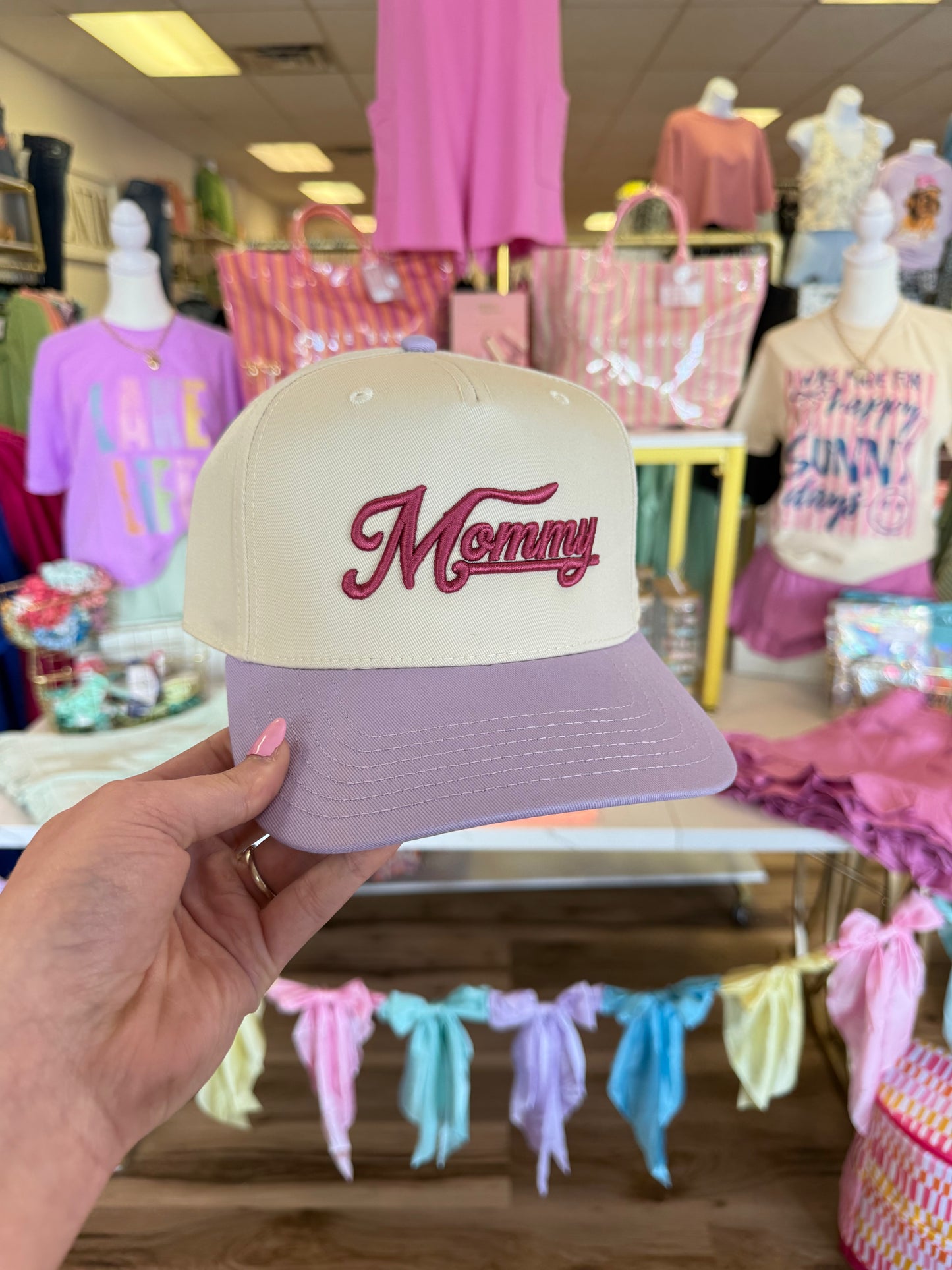 MOMMY TRUCKER HAT LAVENDER/NATURAL
