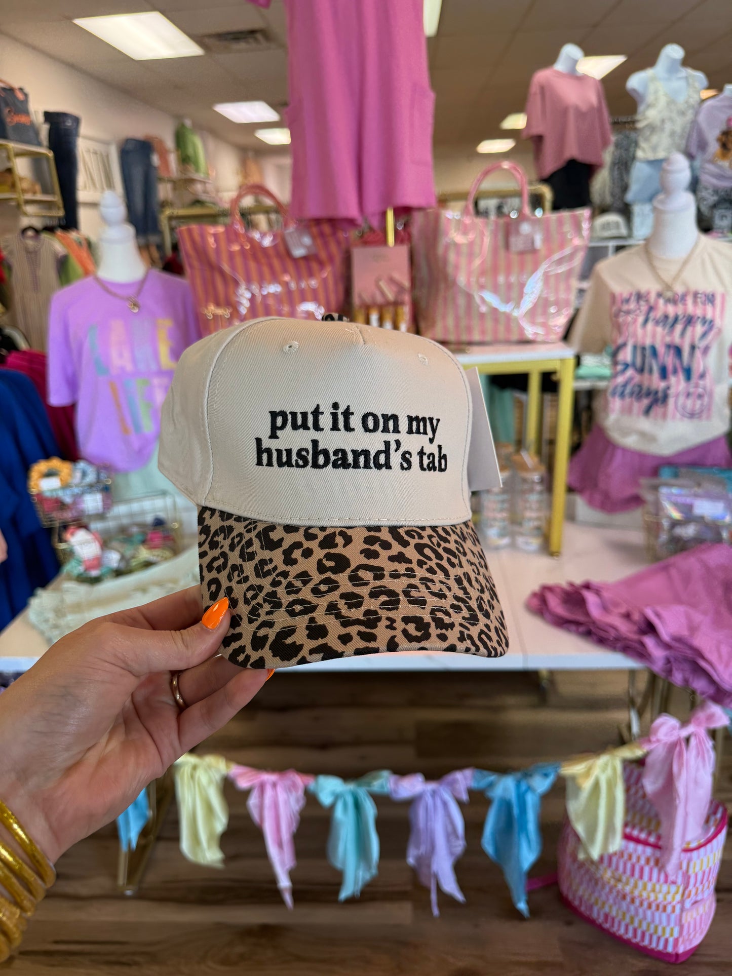 PUT IT ON MY HUSBANDS TAB HAT LEOPARD