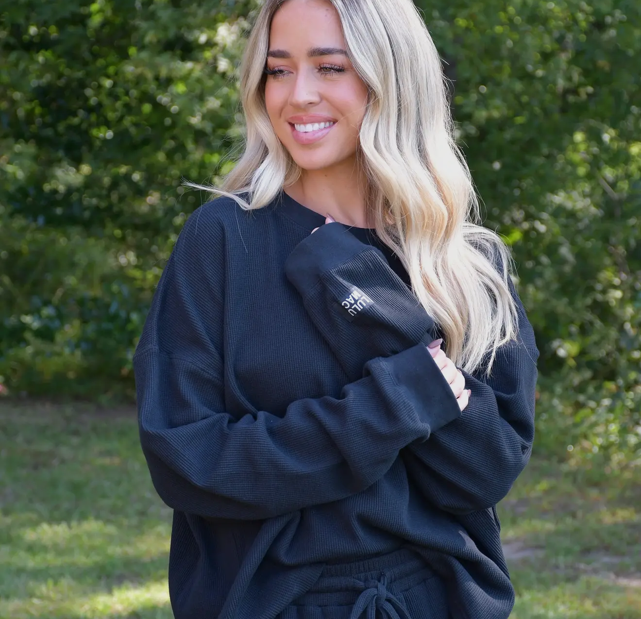 LULU MAC WAFFLE LS BLK