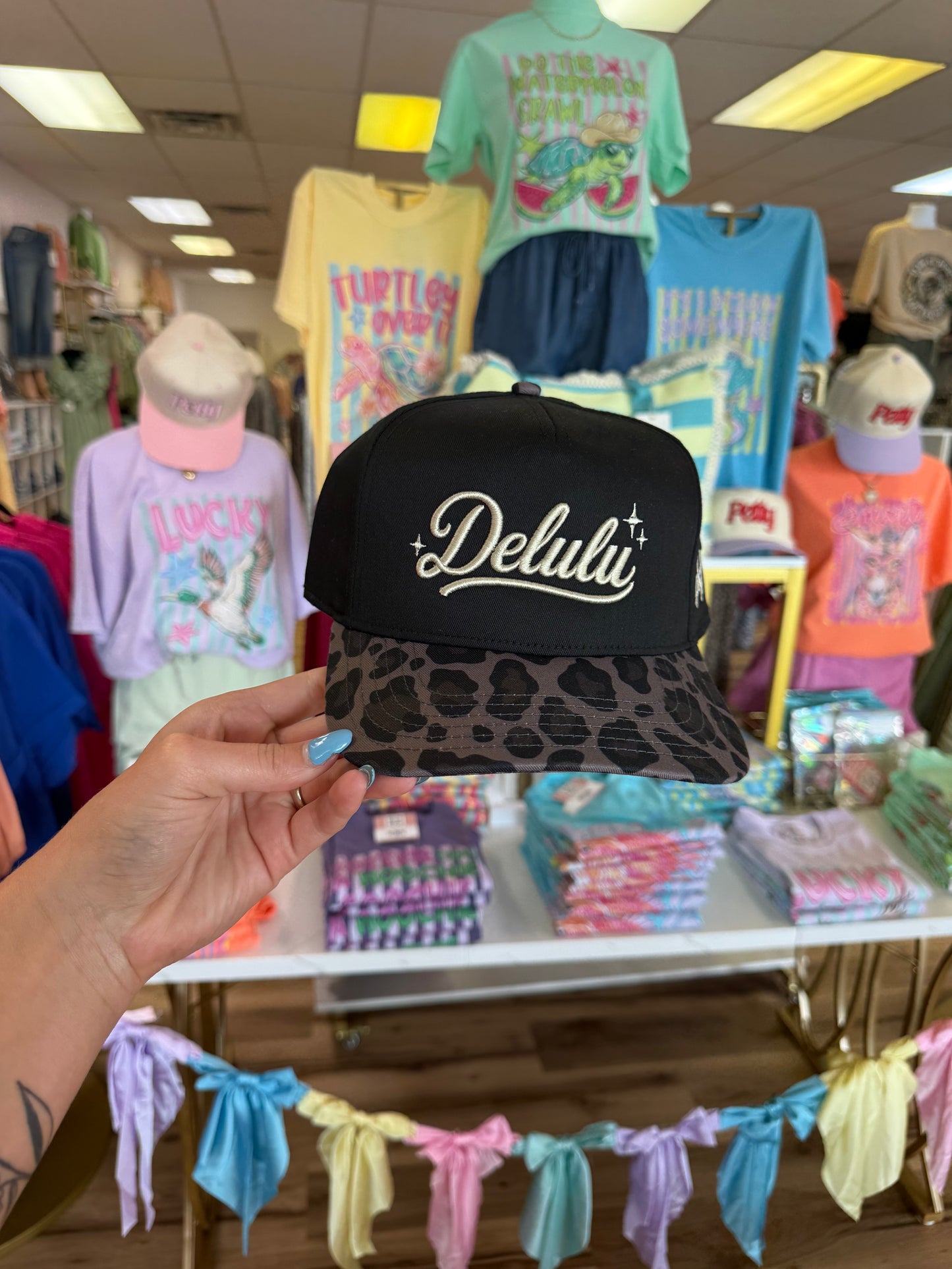 DELULU CHEETAH PRINT MHC HAT