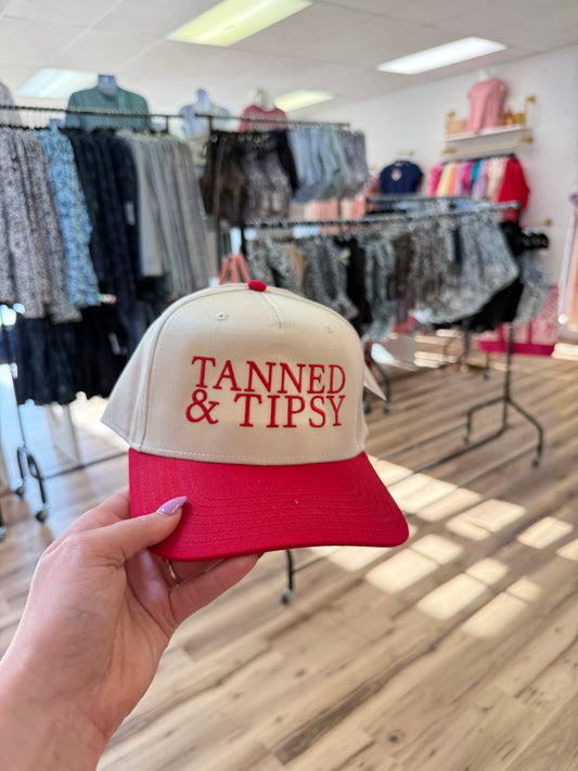 TANNED & TIPSY RED/TAN TRUCKER HAT