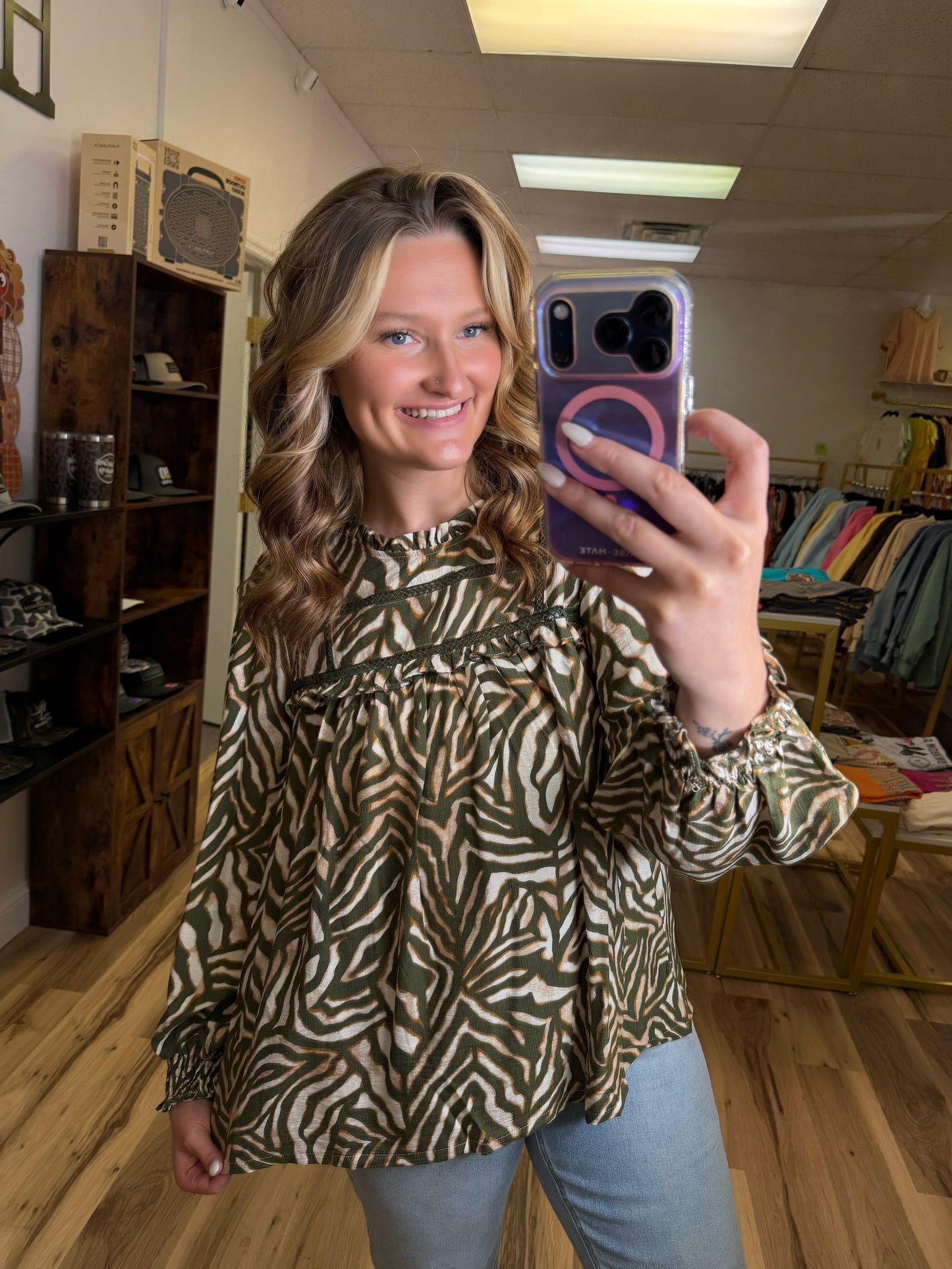 OLIVE SAFARI TOP