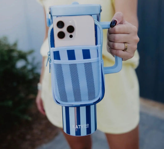LIGHT BLUE NAVY STRIPE POUCH