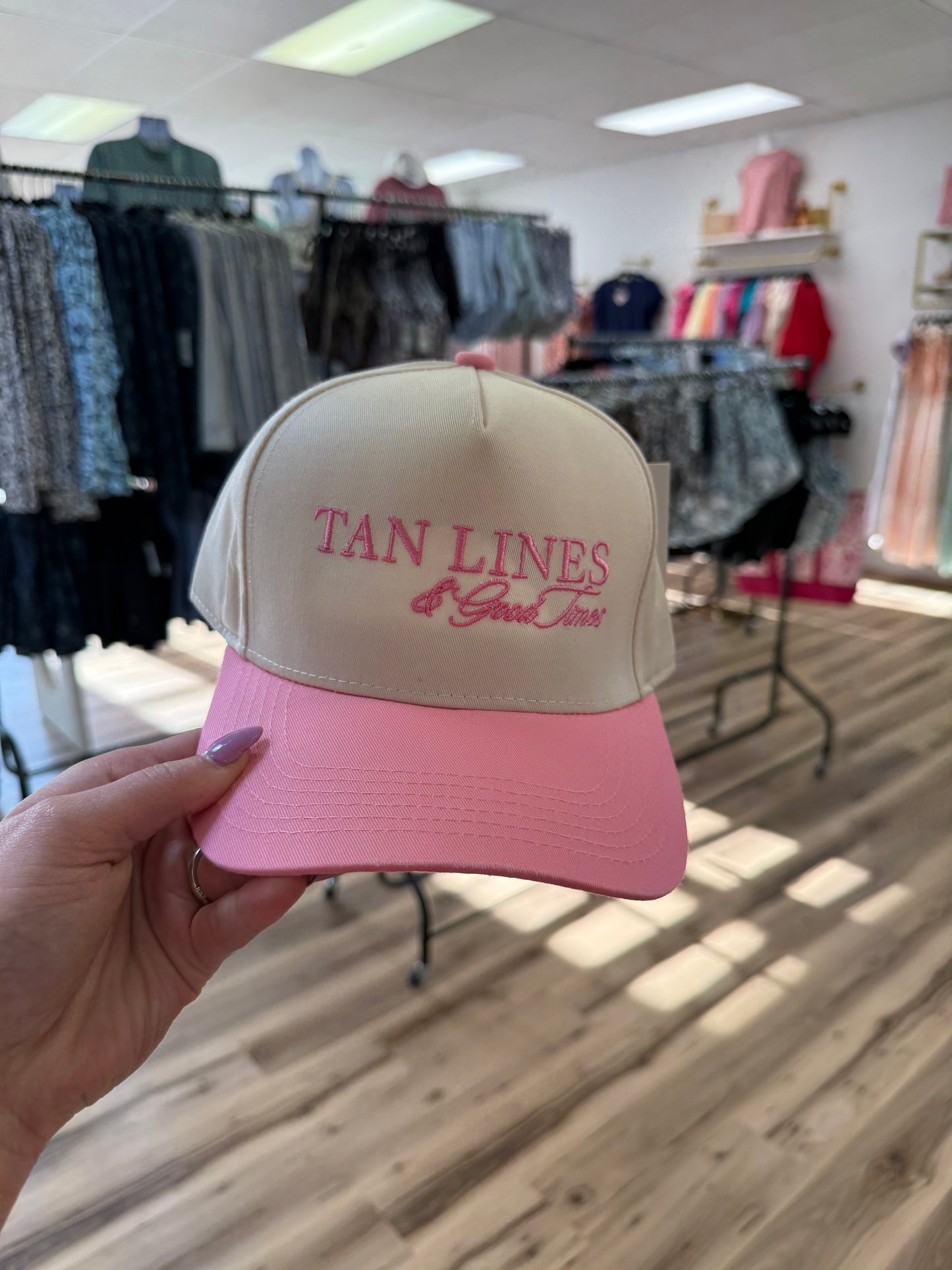 TAN LINES & GOOD TIMES PINK/TAN TRUCKER HAT