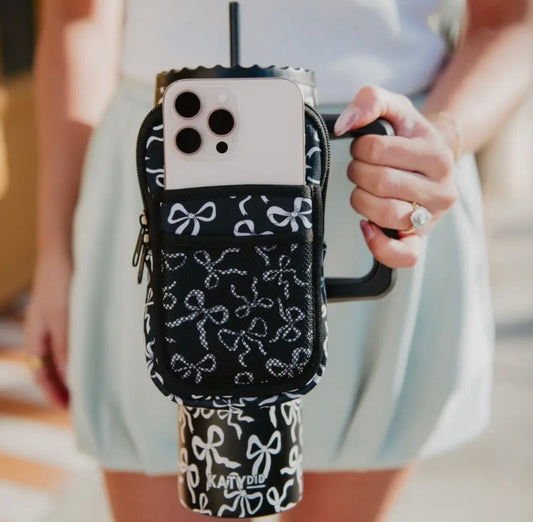 BLACK AND WHITE BOW POUCH