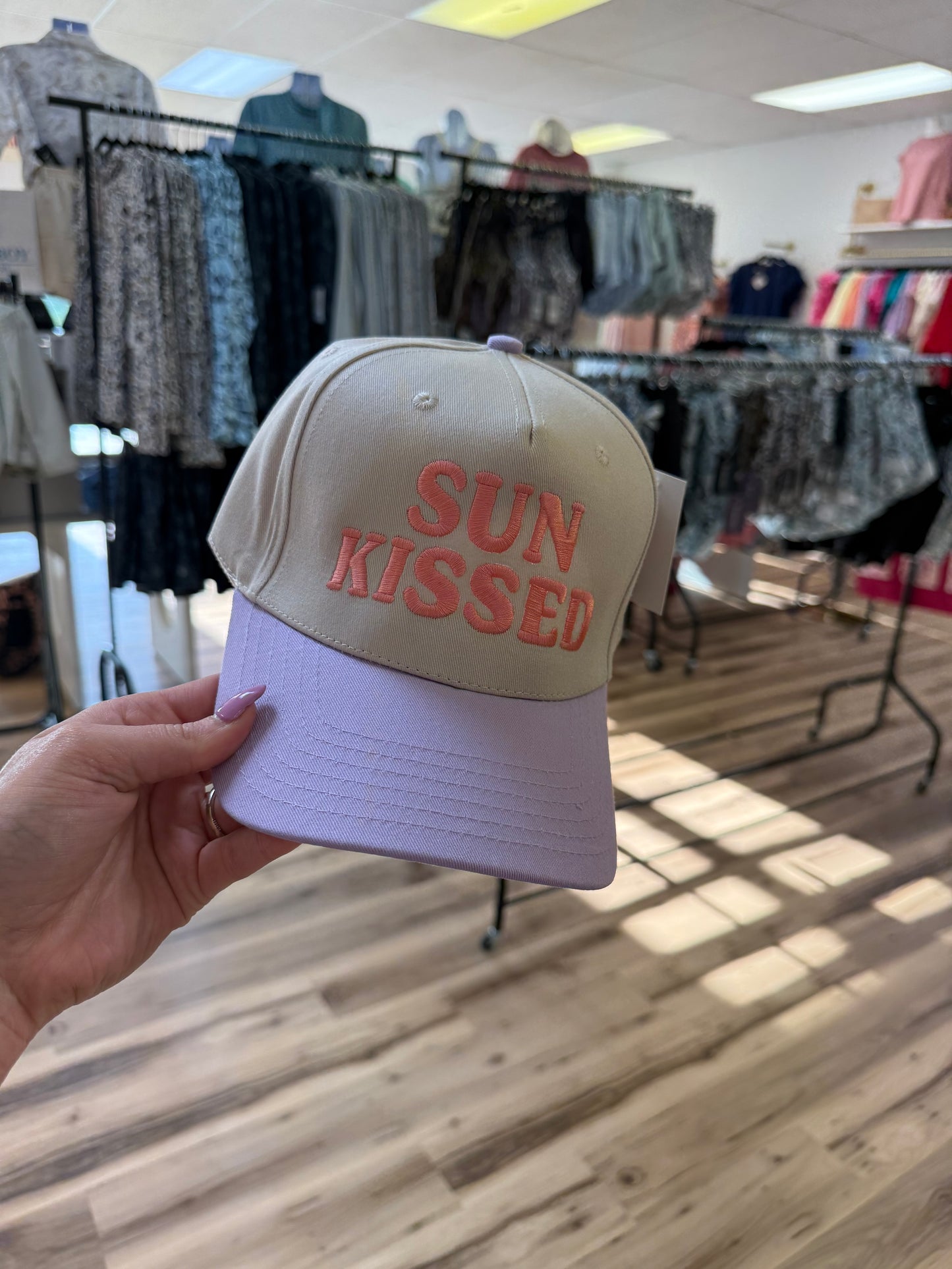 SUNKISSED LIGHT PURPLE/TAN TRUCKER HAT