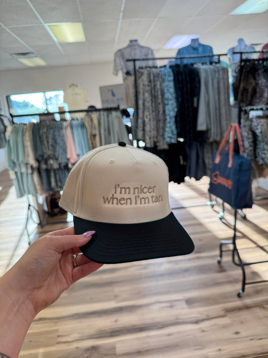 I’M NICER WHEN I’M TAN BLK/TAN TRUCKER HAT