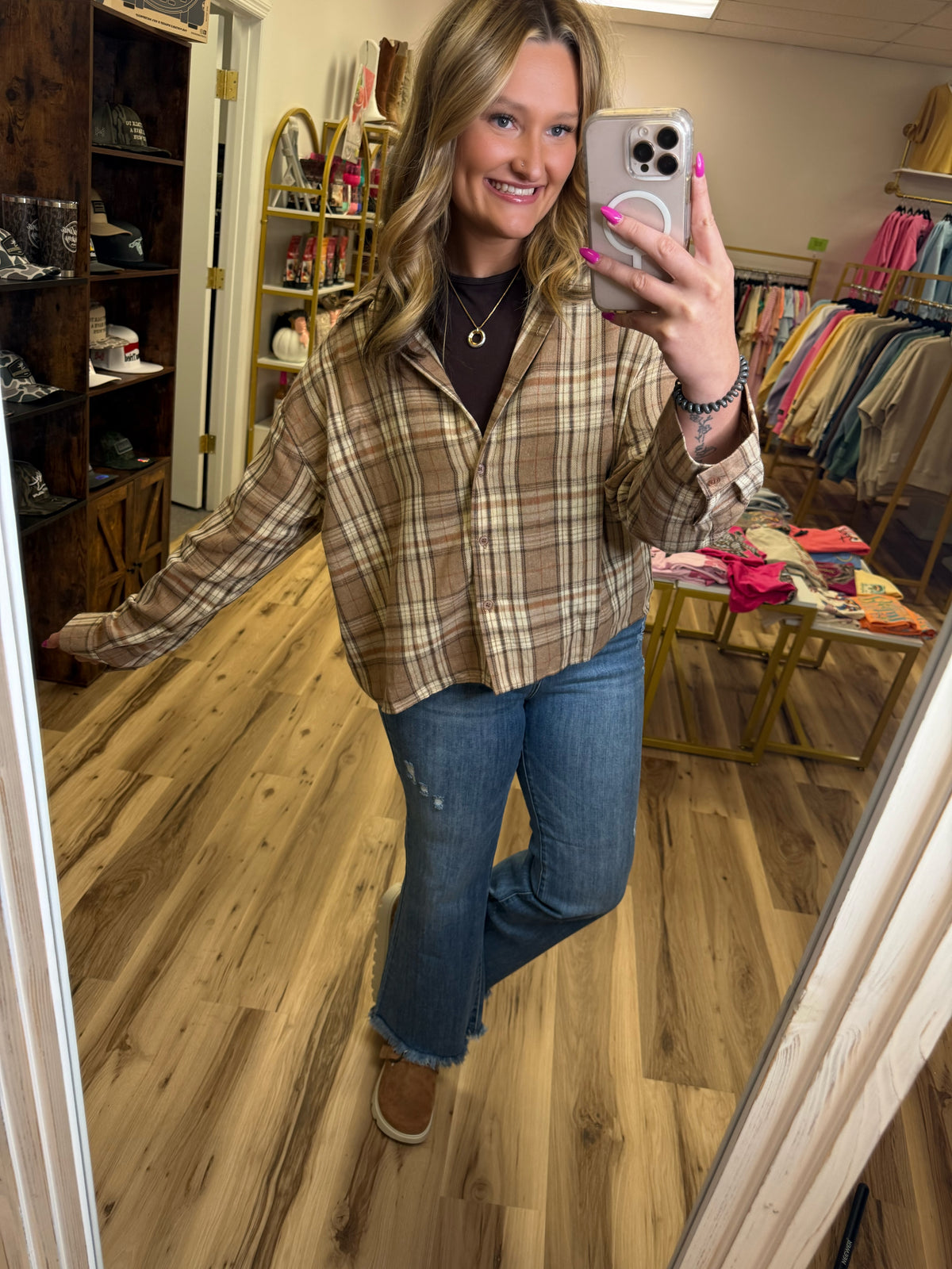 AUTUMN STROLL PLAID SHACKET