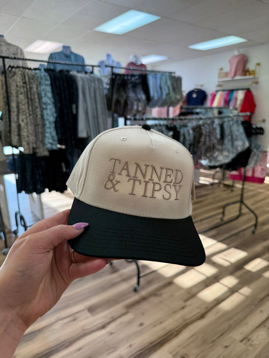 TANNED & TIPSY BLK/TAN TRUCKER HAT