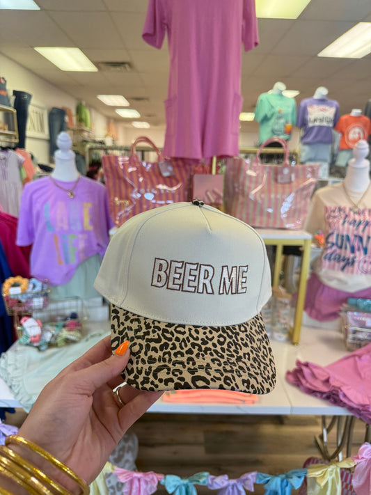 BEER ME HAT LEOPARD