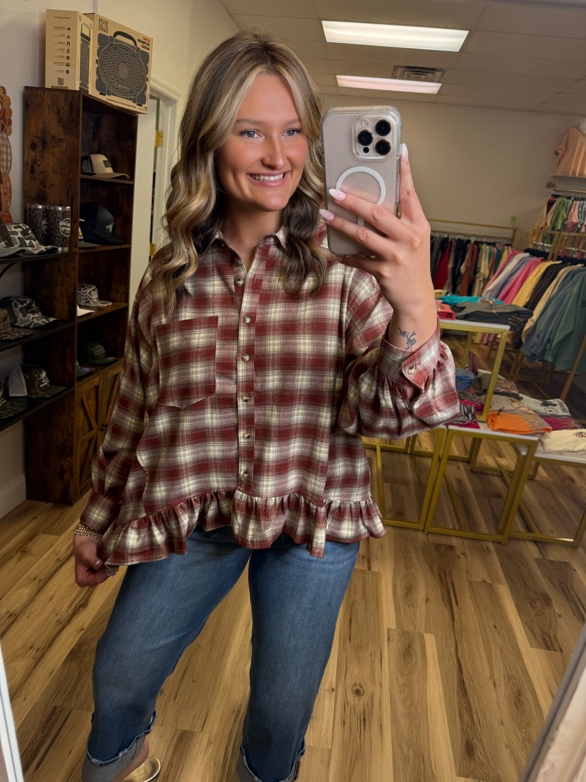 HARVEST HONEY BUTTON DOWN TOP