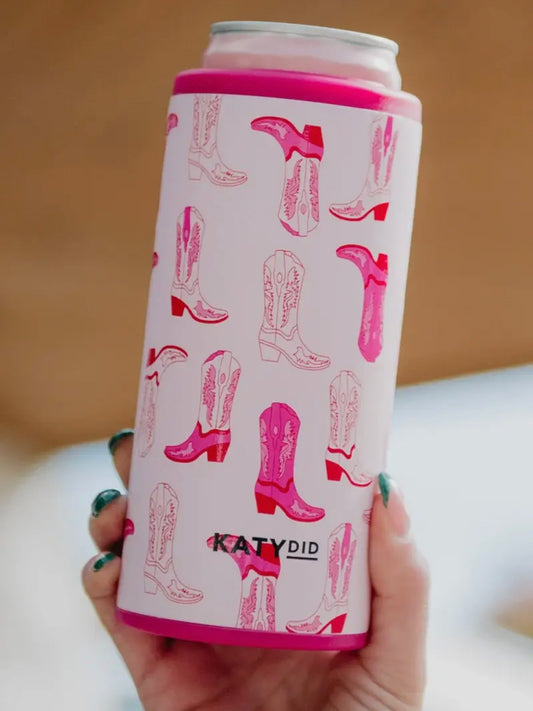 LIGHT PINK WESTERN BOOTS CAN COOLER