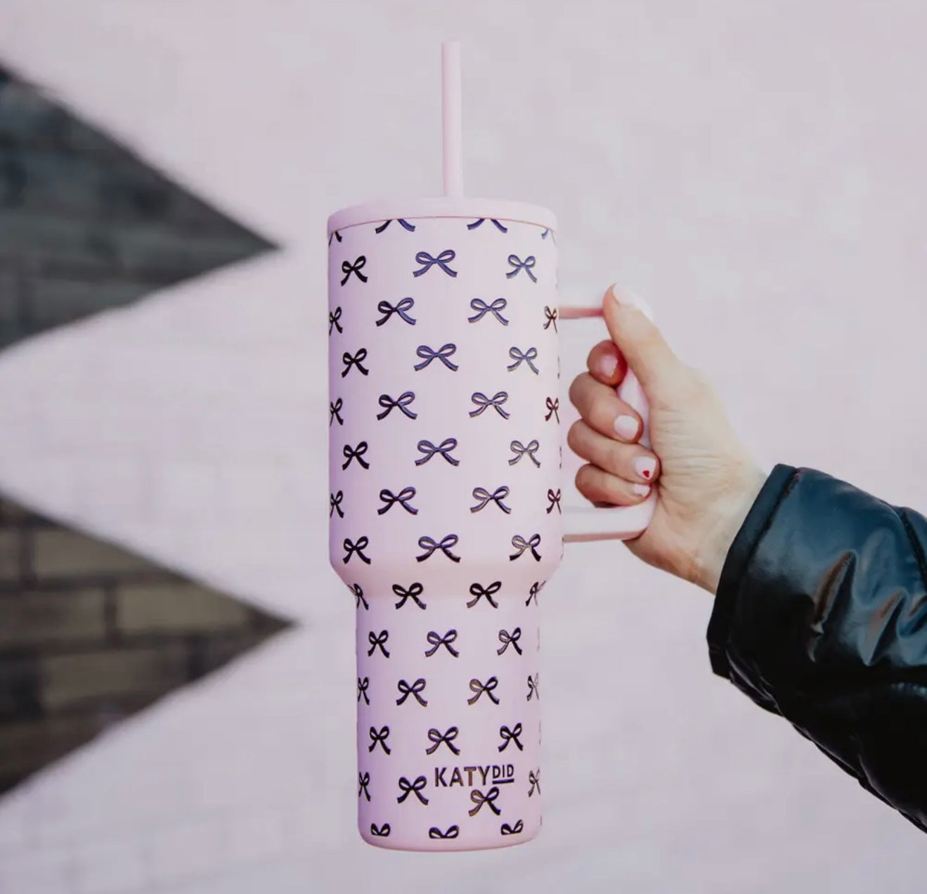 KATYDID BLACK & PINK MINI BOWS TUMBLER