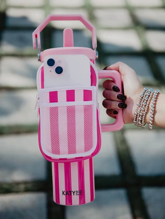 PINK AND HOT PINK STRIPED POUCH