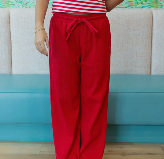 LULUMAC RED WAFFLE PANTS