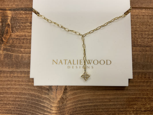 SHINE BRIGHT CROSS LARIAT NECKLACE n GOLD