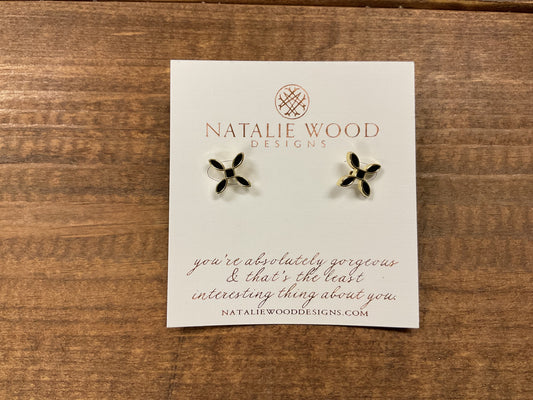 ENAMEL CROSS STUD EARRINGS