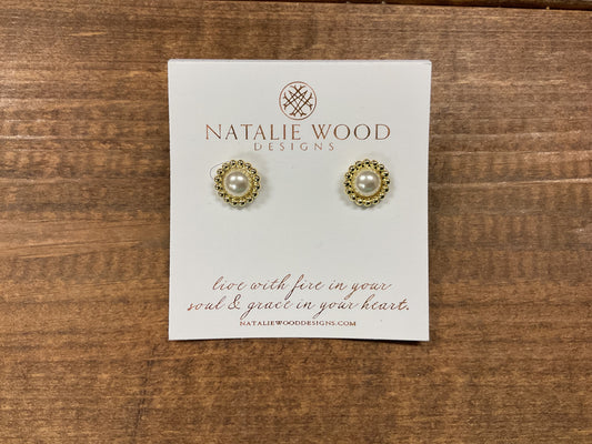 ALLURE STUD EARRINGS n IVORY PEARL/GOLD