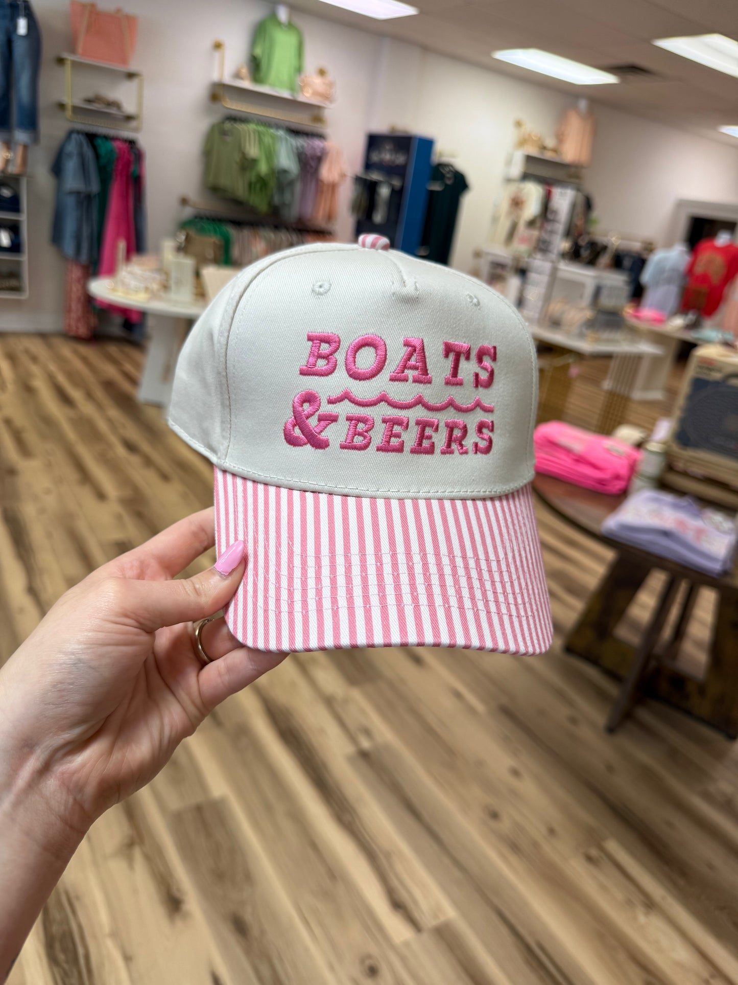 BOATS & BEERS PINK STRIPES