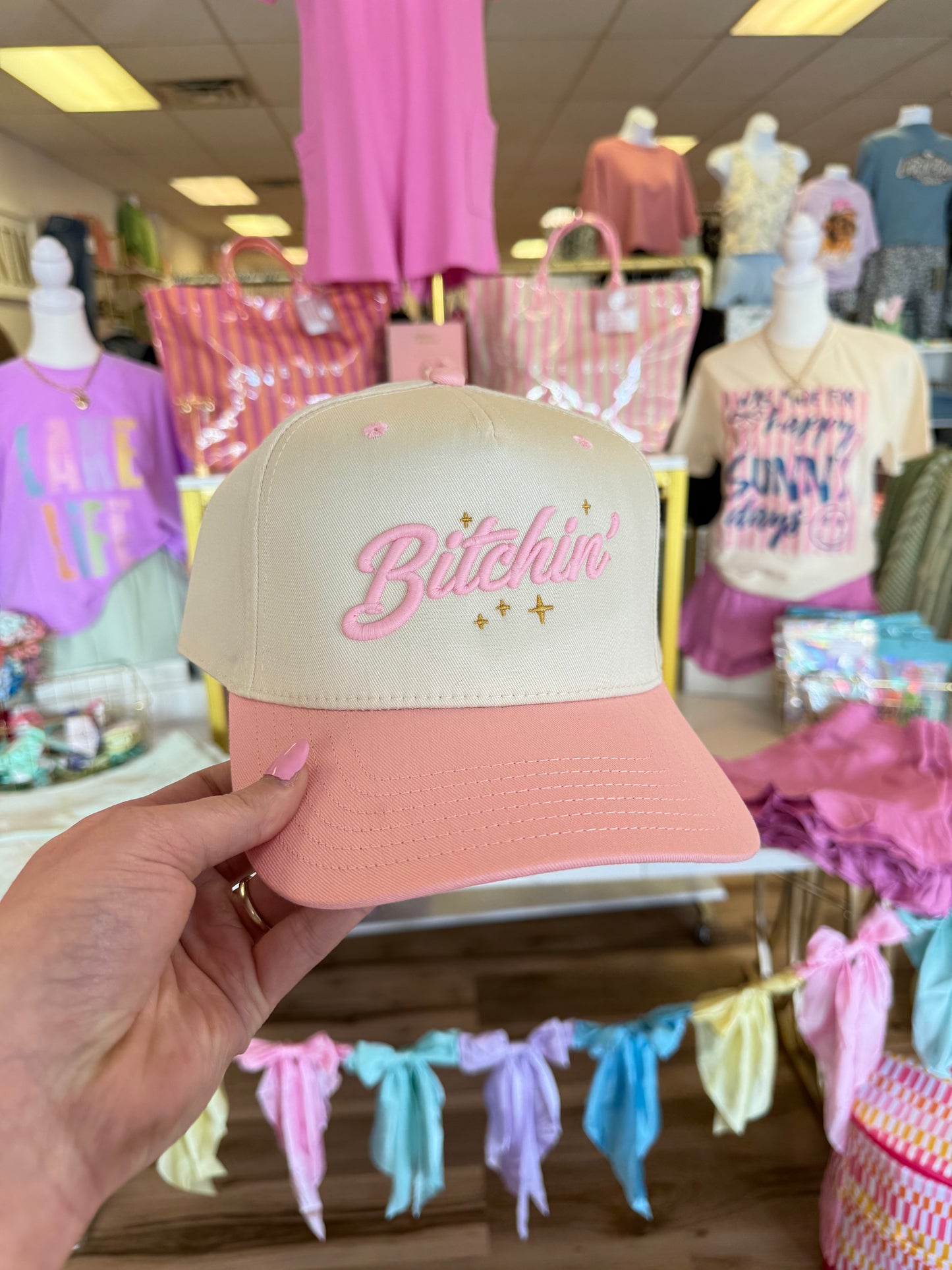BITCHIN’ TRUCKER HAT PINK/NATURAL