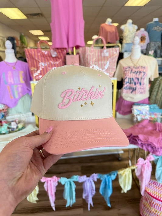 BITCHIN’ TRUCKER HAT PINK/NATURAL