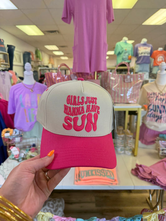 GIRLS JUST WANT TO HAVE SUN HAT TWO TONE