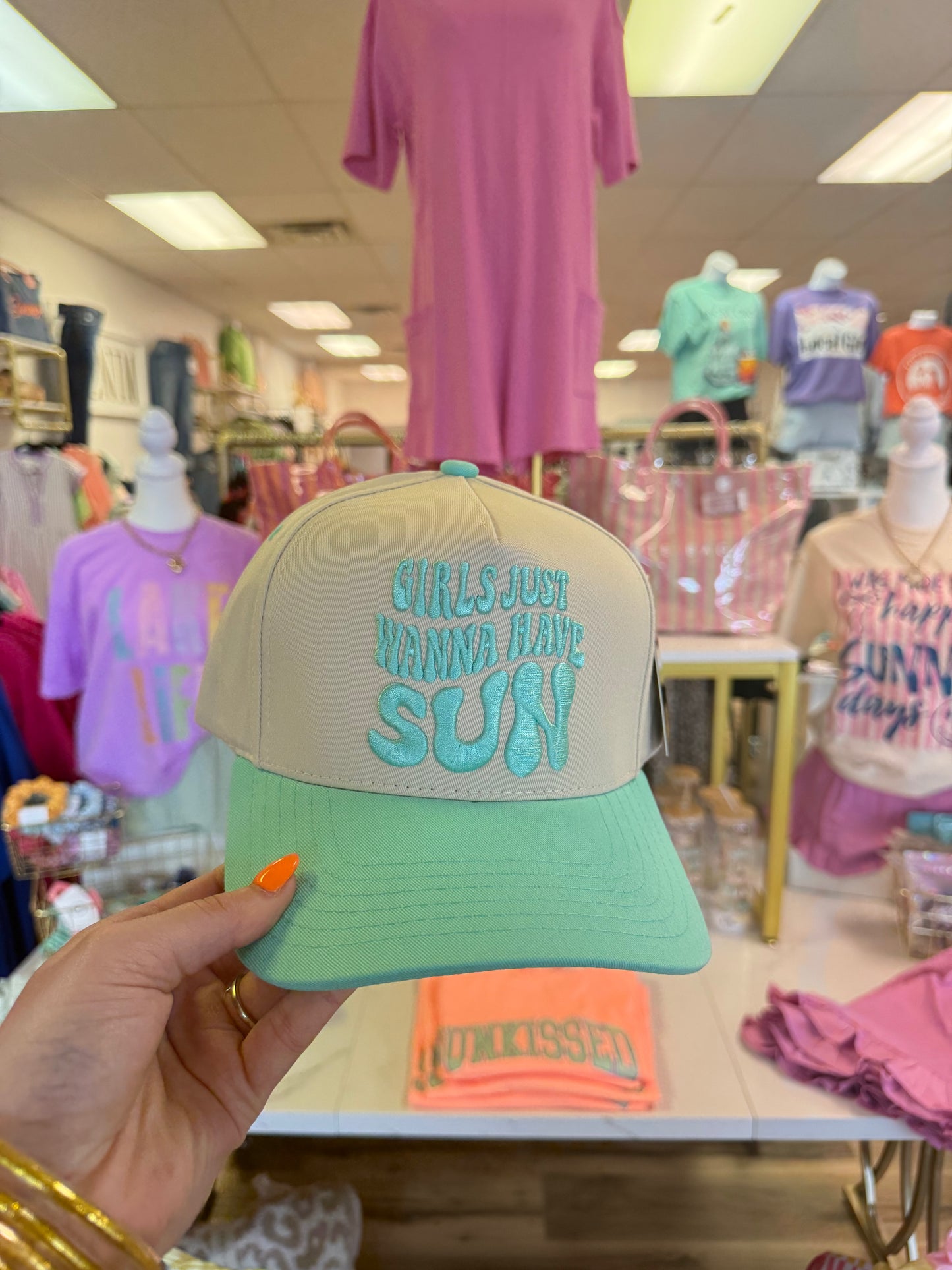 GIRLS JUST WANT TO HAVE SUN HAT TWO TONE