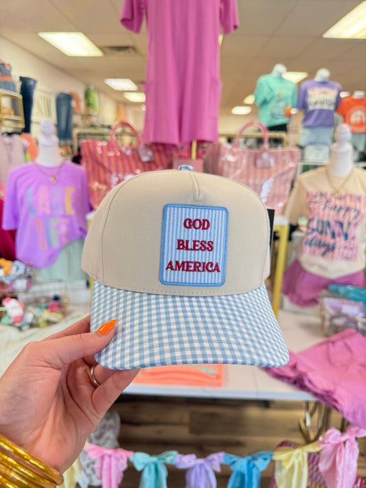 GOD BLESS AMERICA HAT GINGHAM
