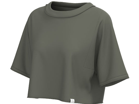 LG BOXY CROP TEE OLV