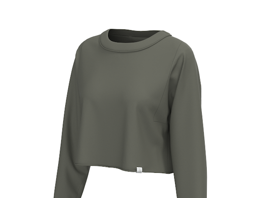 LG BOXY CROP LS TEE OLV