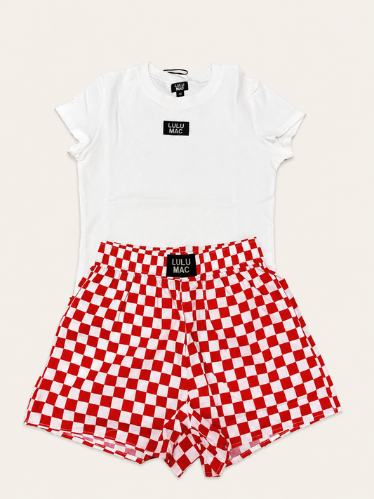 RED WHITE CHECKER BOXER SHORT