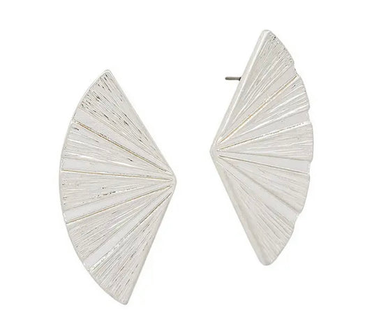 SILVER HALF FAN STUDS